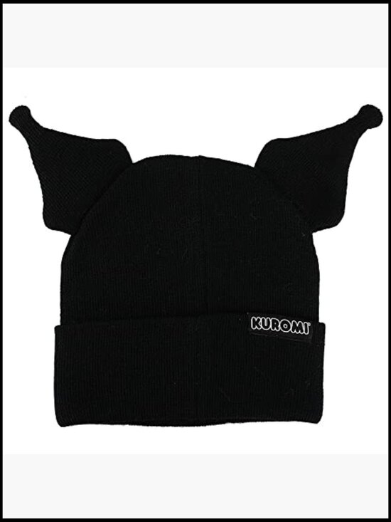 Cuffed Knitted Beanie with 3D Plush Ears Embroidered Logo main image 2